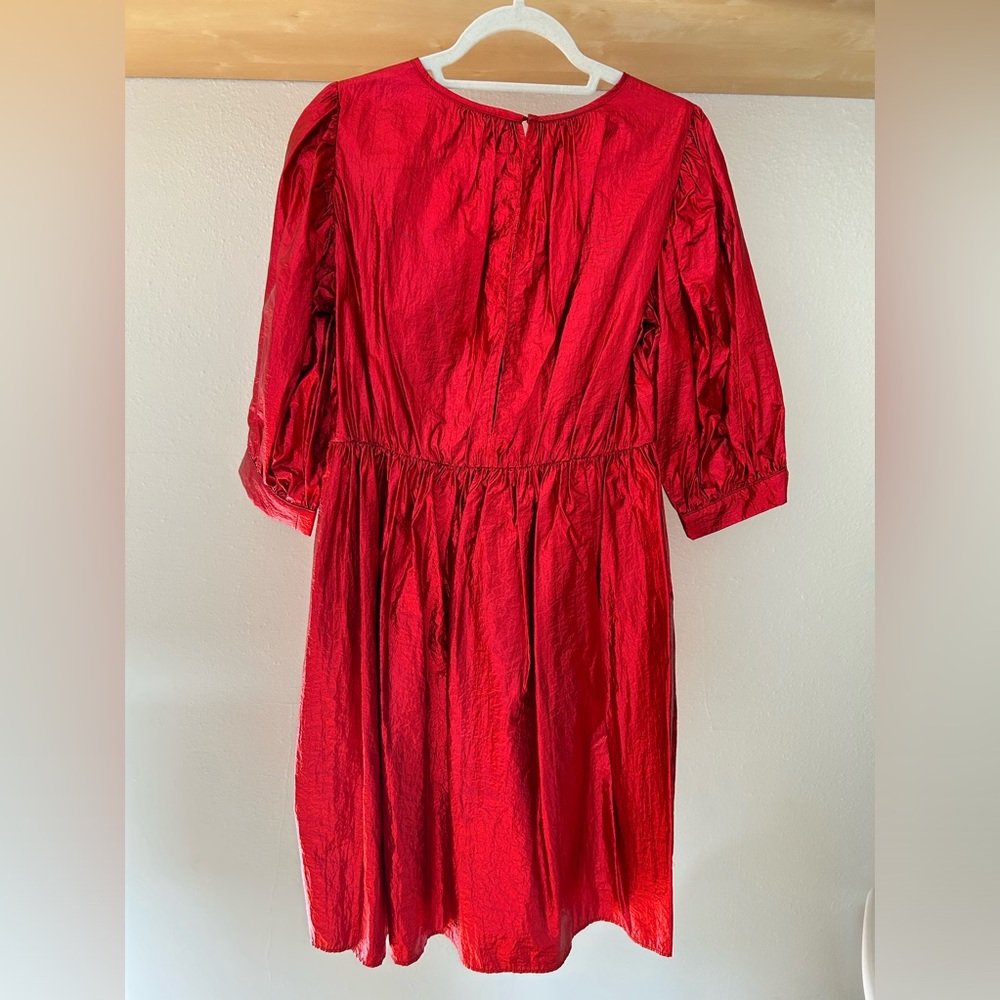 WRAY red shiny + crinkle fabric dress